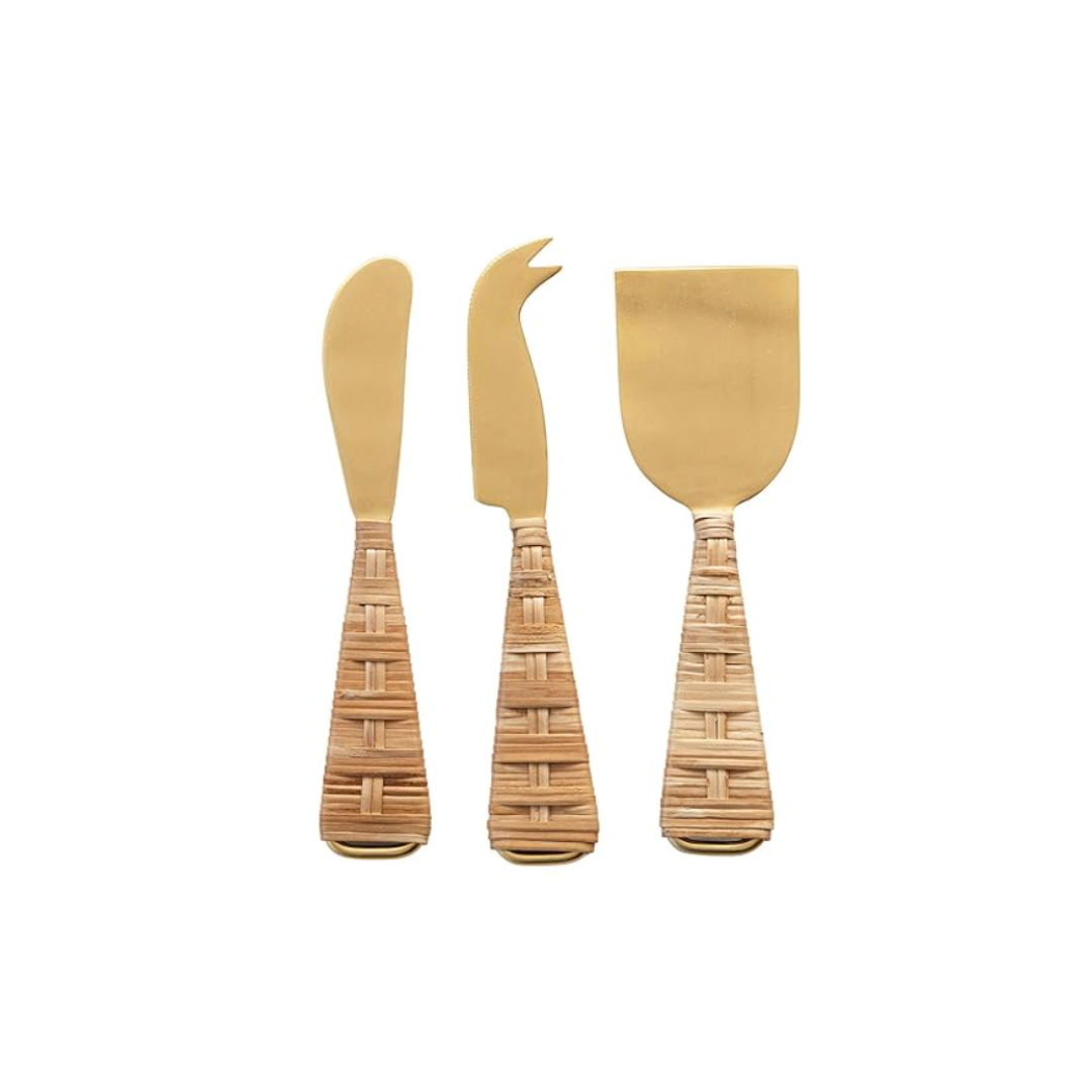 Rattan Cheese Knives - Set of Three