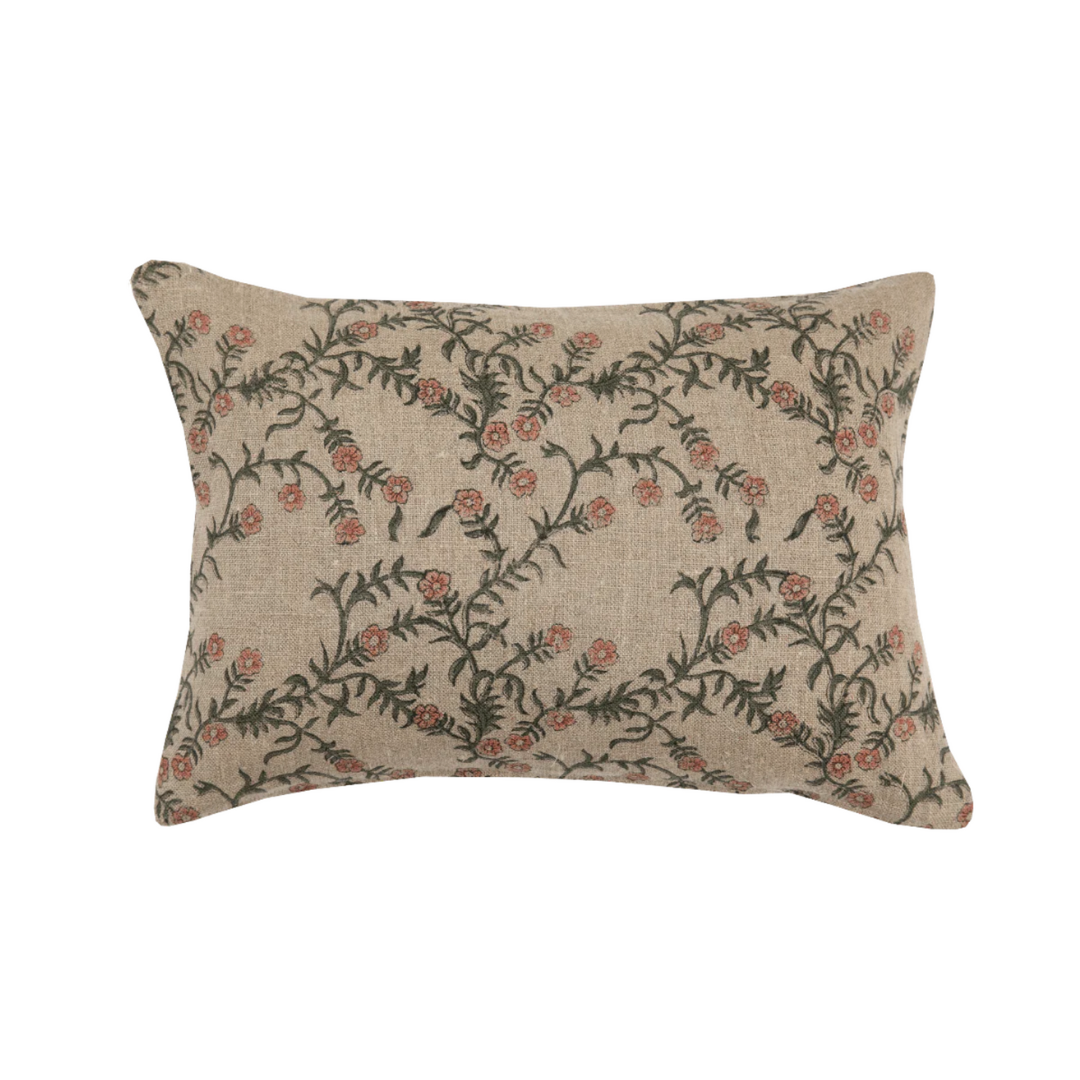 Jaimala Coral on Natural Pillow