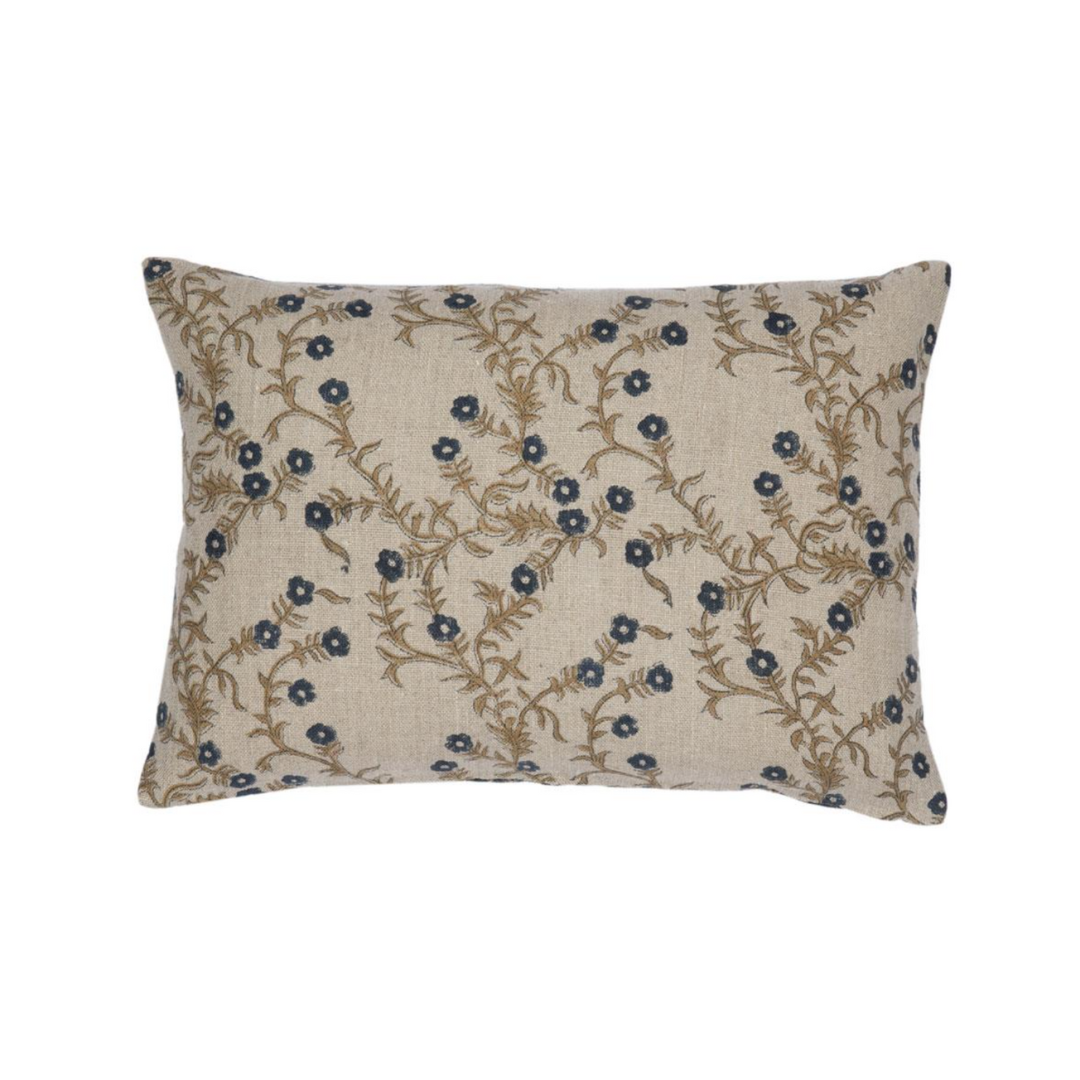 Jaimala Indigo on Natural Pillow
