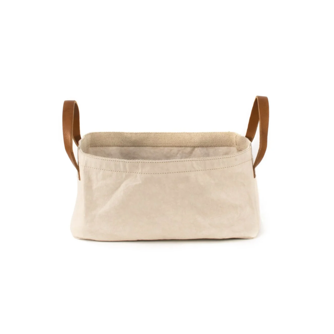 Vassoio Leather Handle Basket