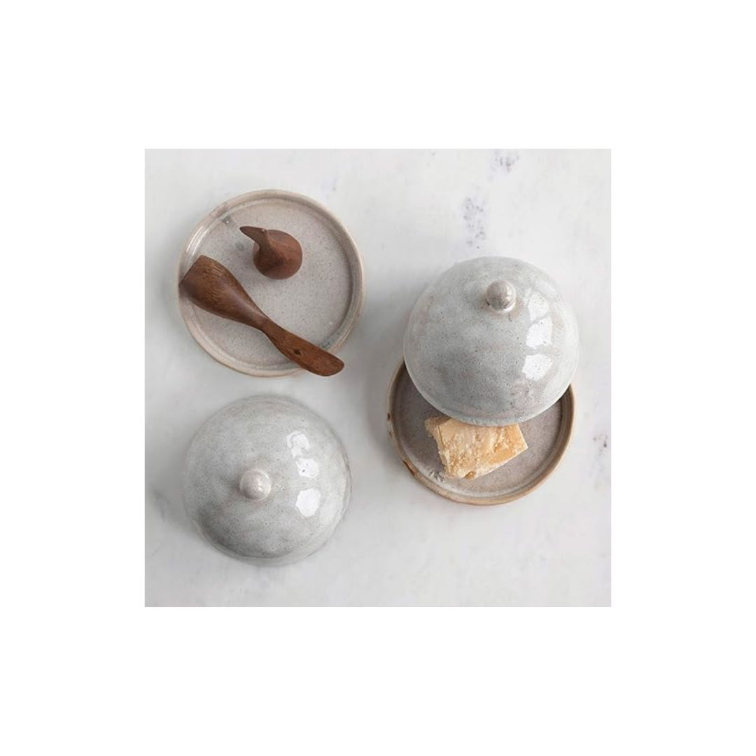 Stoneware Domed Dish with Glaze