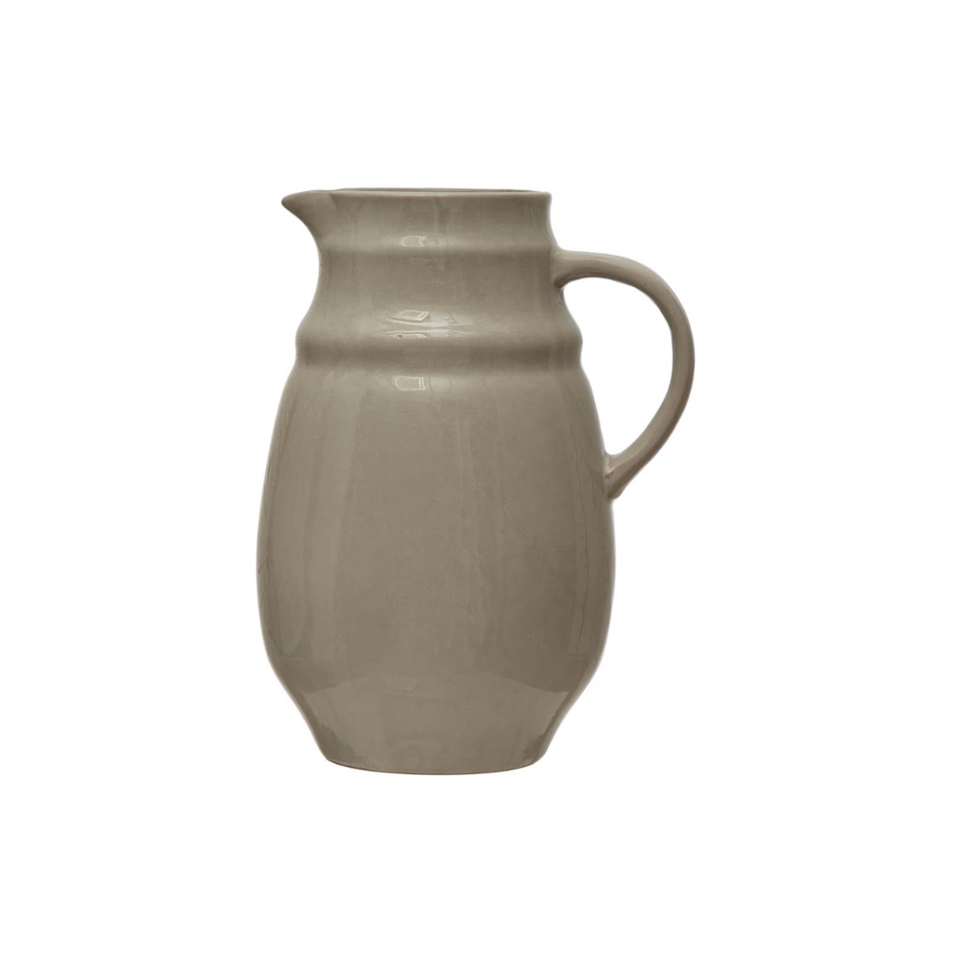 Off White Stoneware Pitcher