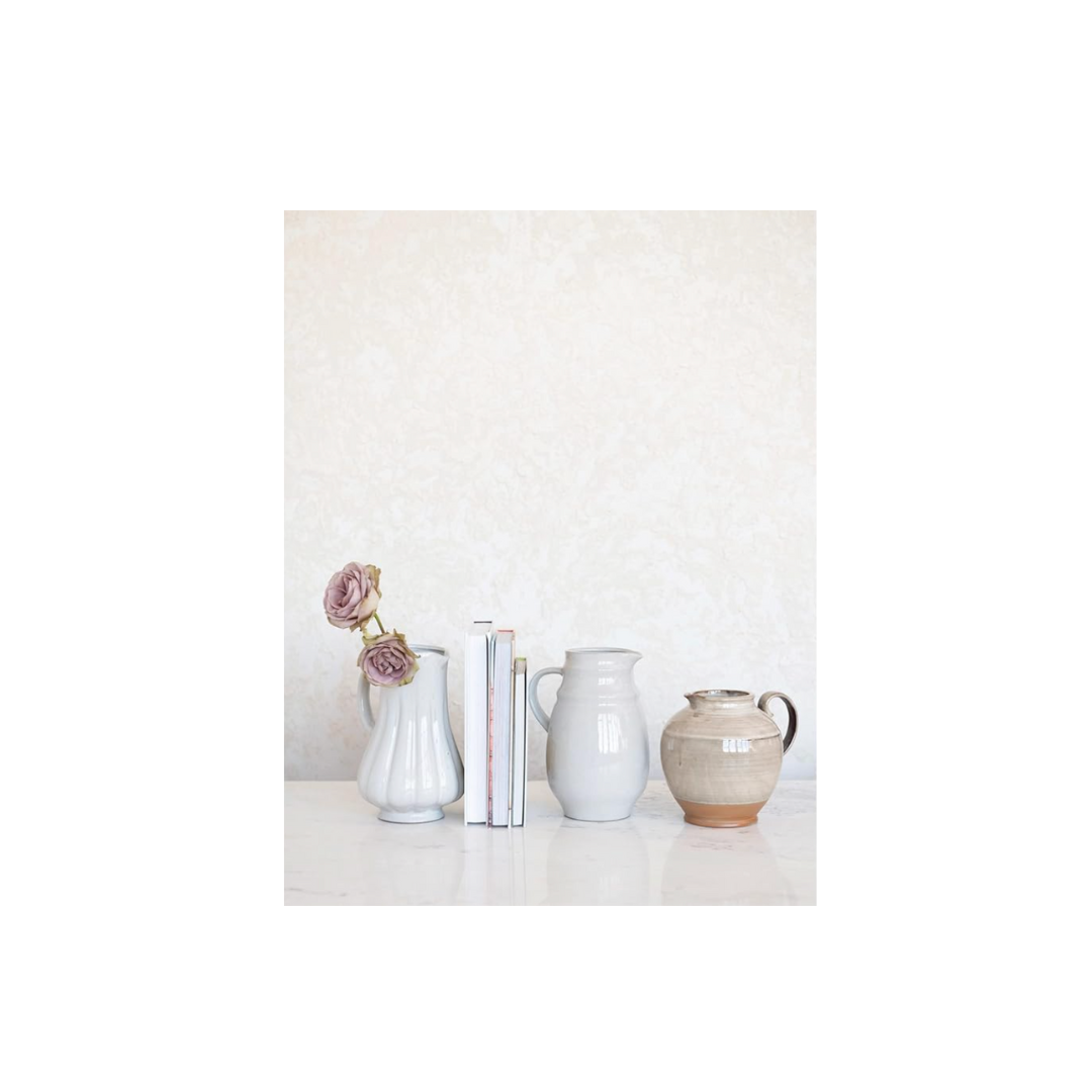 Off White Stoneware Pitcher