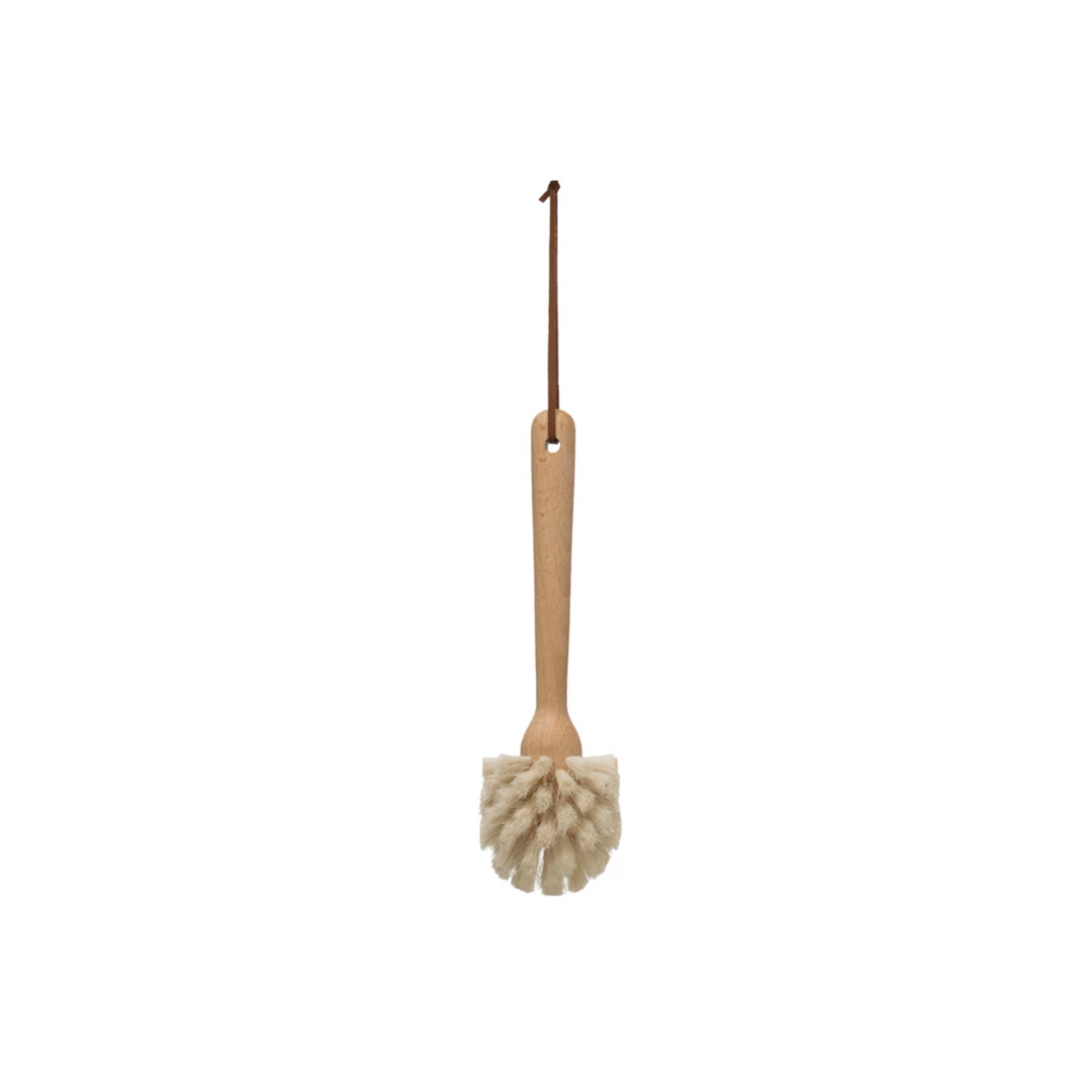 Beechwood Dish Brush with Leather Strap