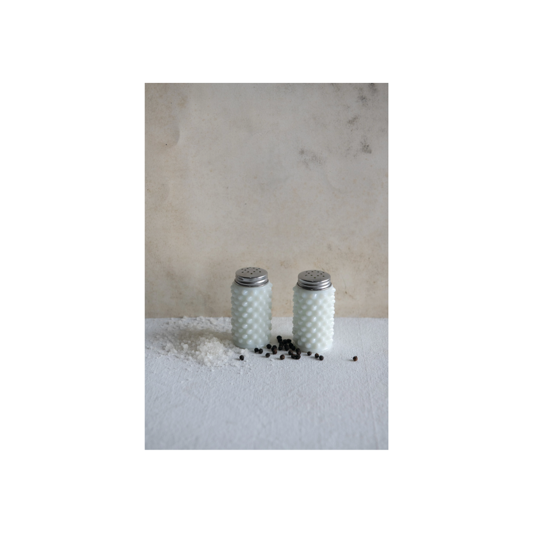 Milk Glass Salt and Pepper Shakers, Set of Two
