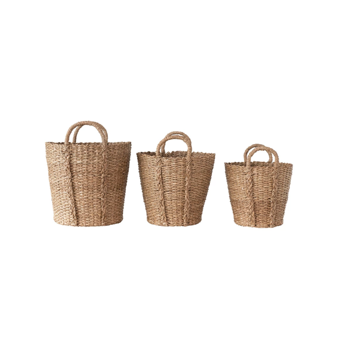 Hand-Woven Bankuan Baskets with Braided Handles