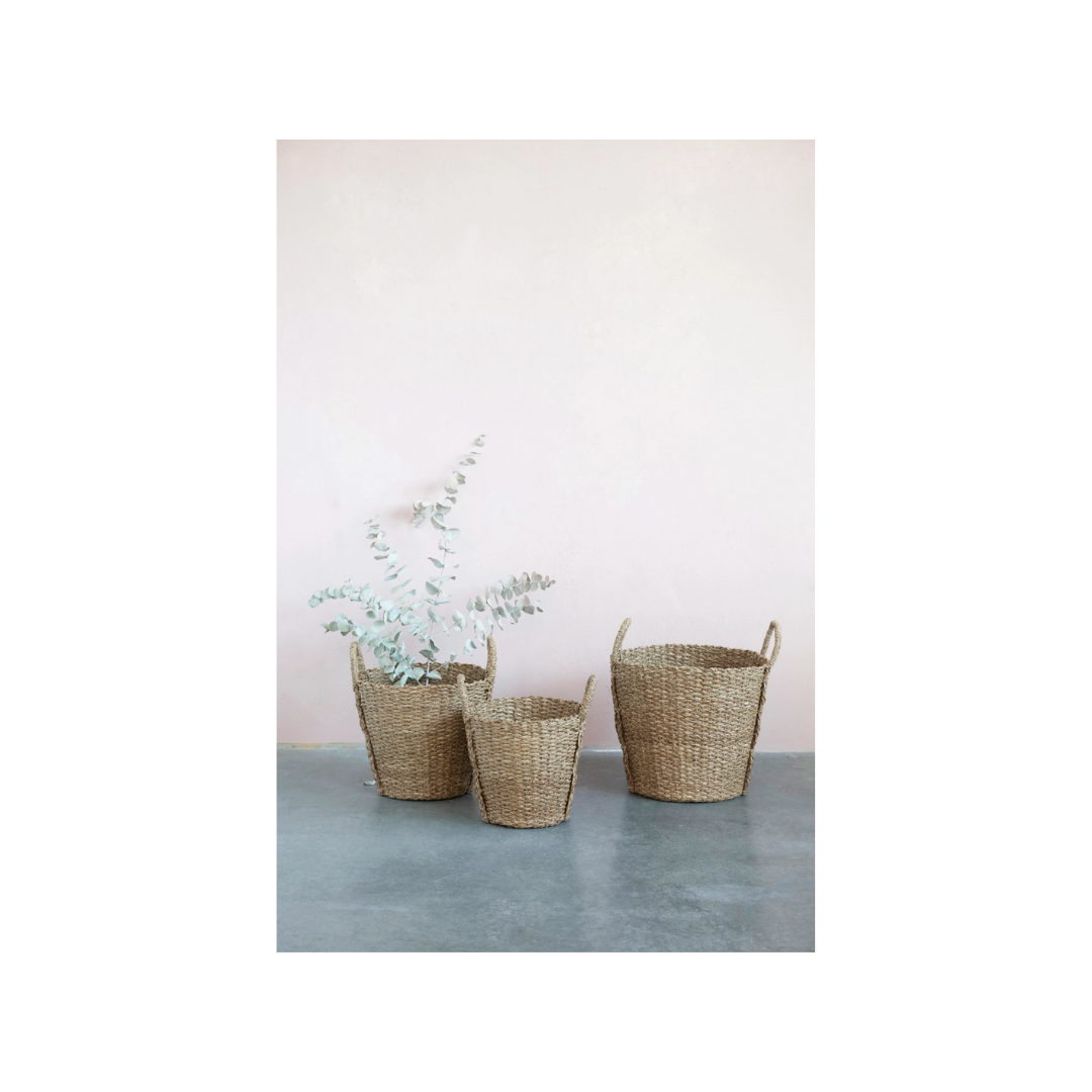 Hand-Woven Bankuan Baskets with Braided Handles