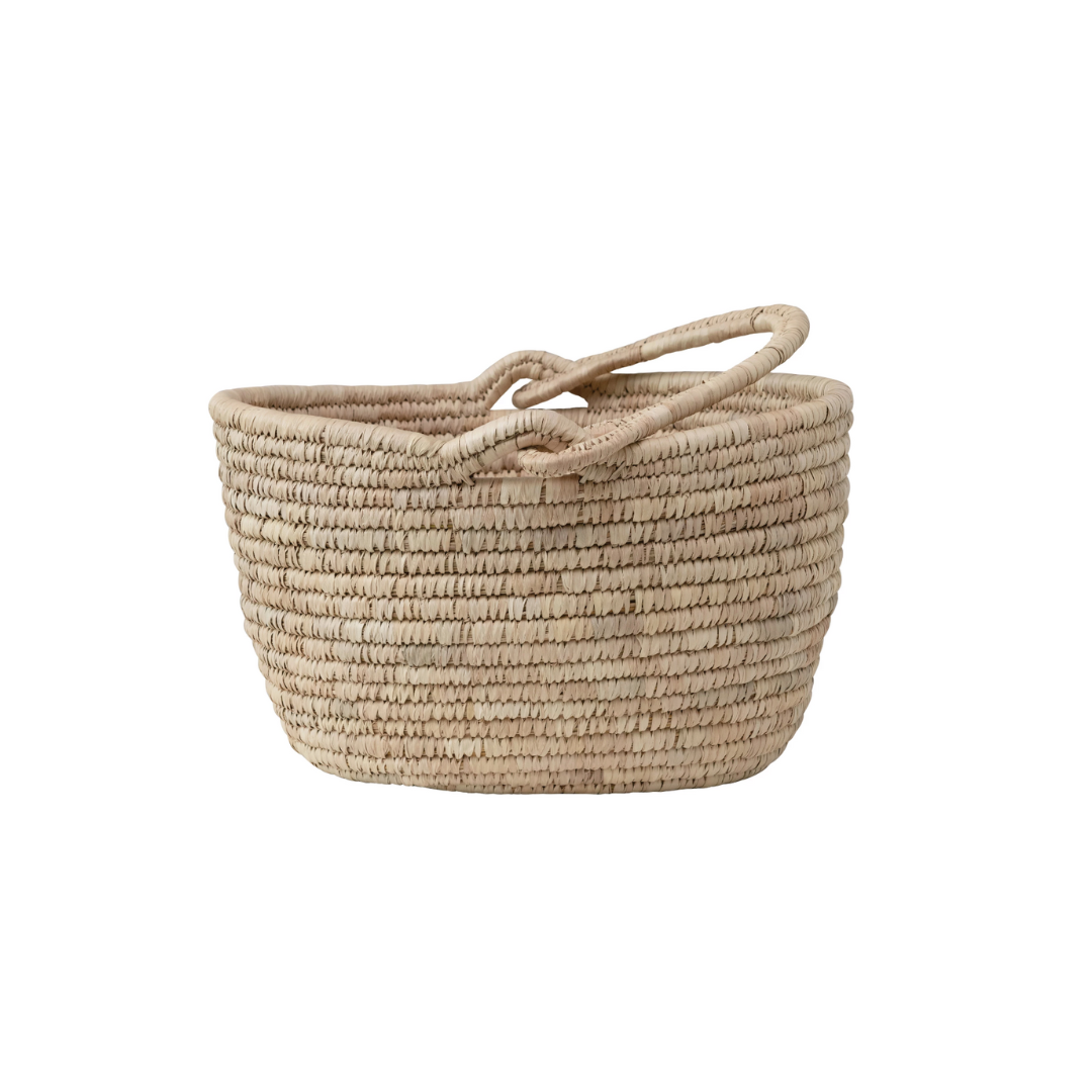 Hand-Woven Basket with Handle