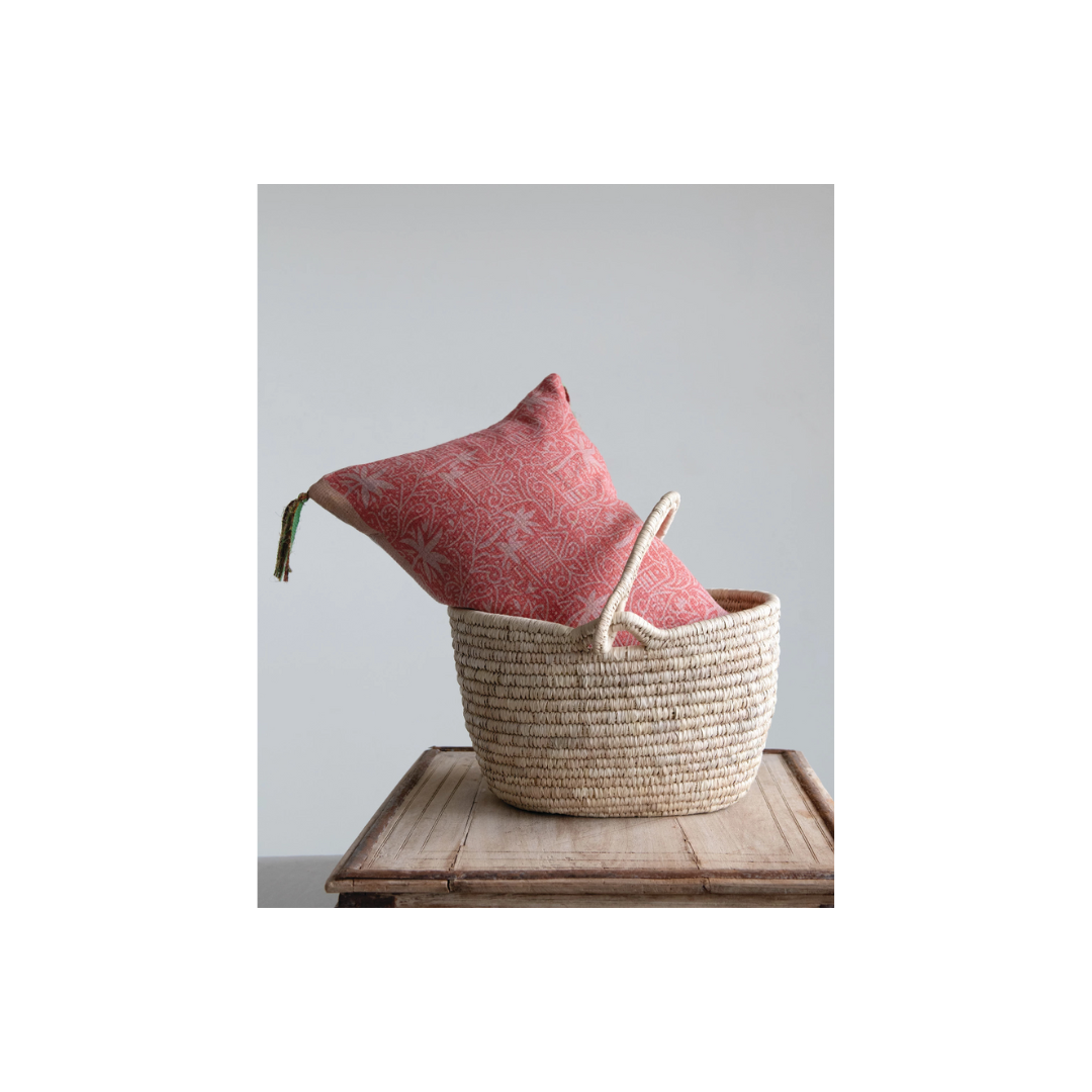 Hand-Woven Basket with Handle