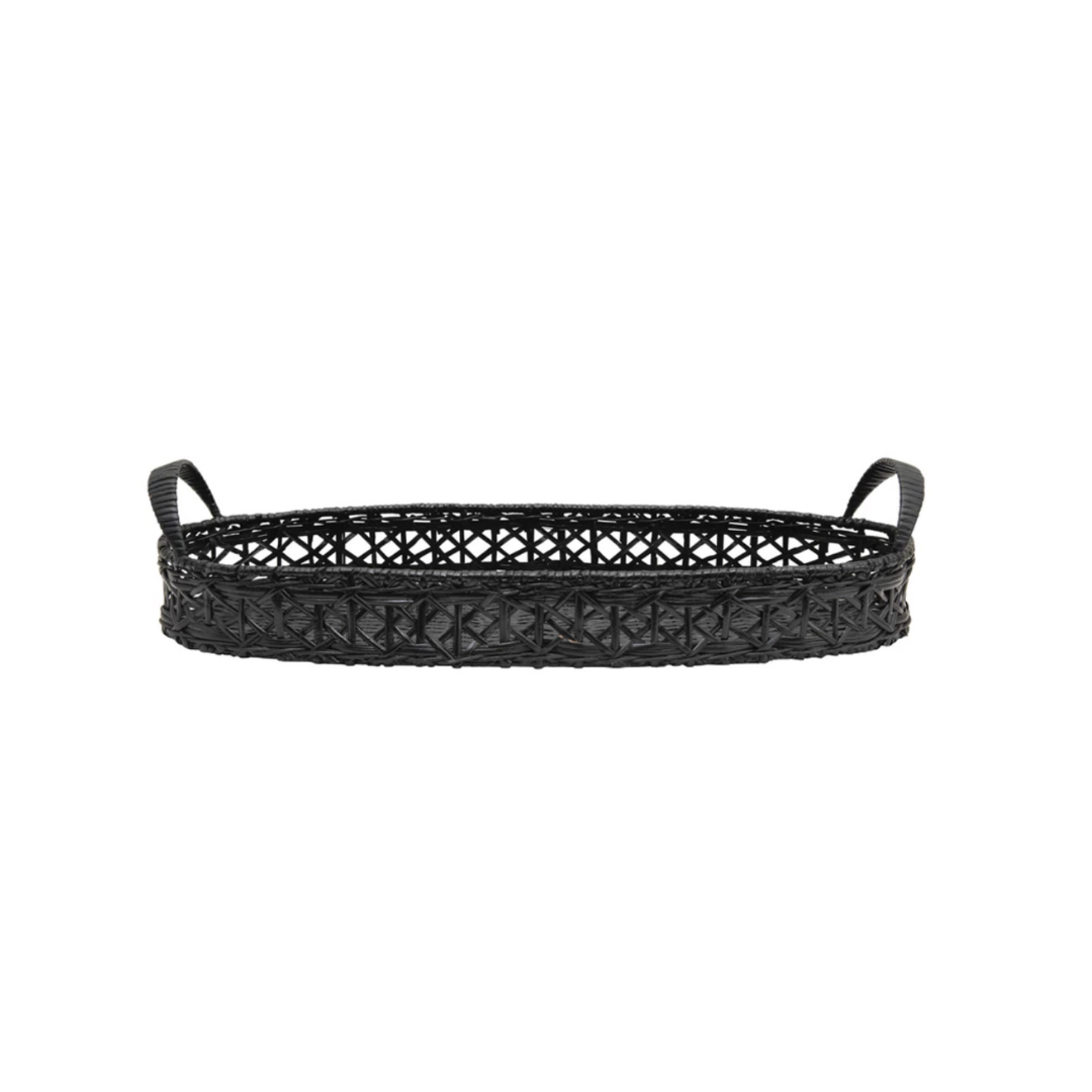 Hand-Woven Rattan Tray with Handles