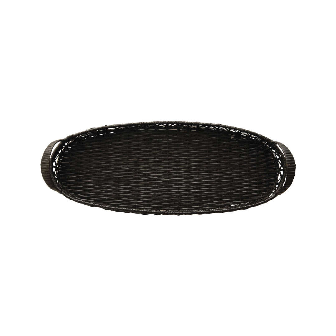 Hand-Woven Rattan Tray with Handles