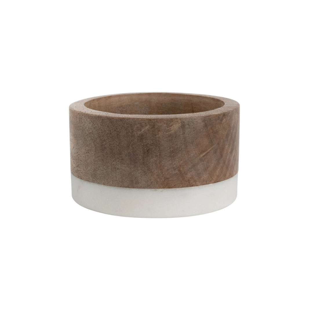 Mango Wood and Marble Bottle Holder