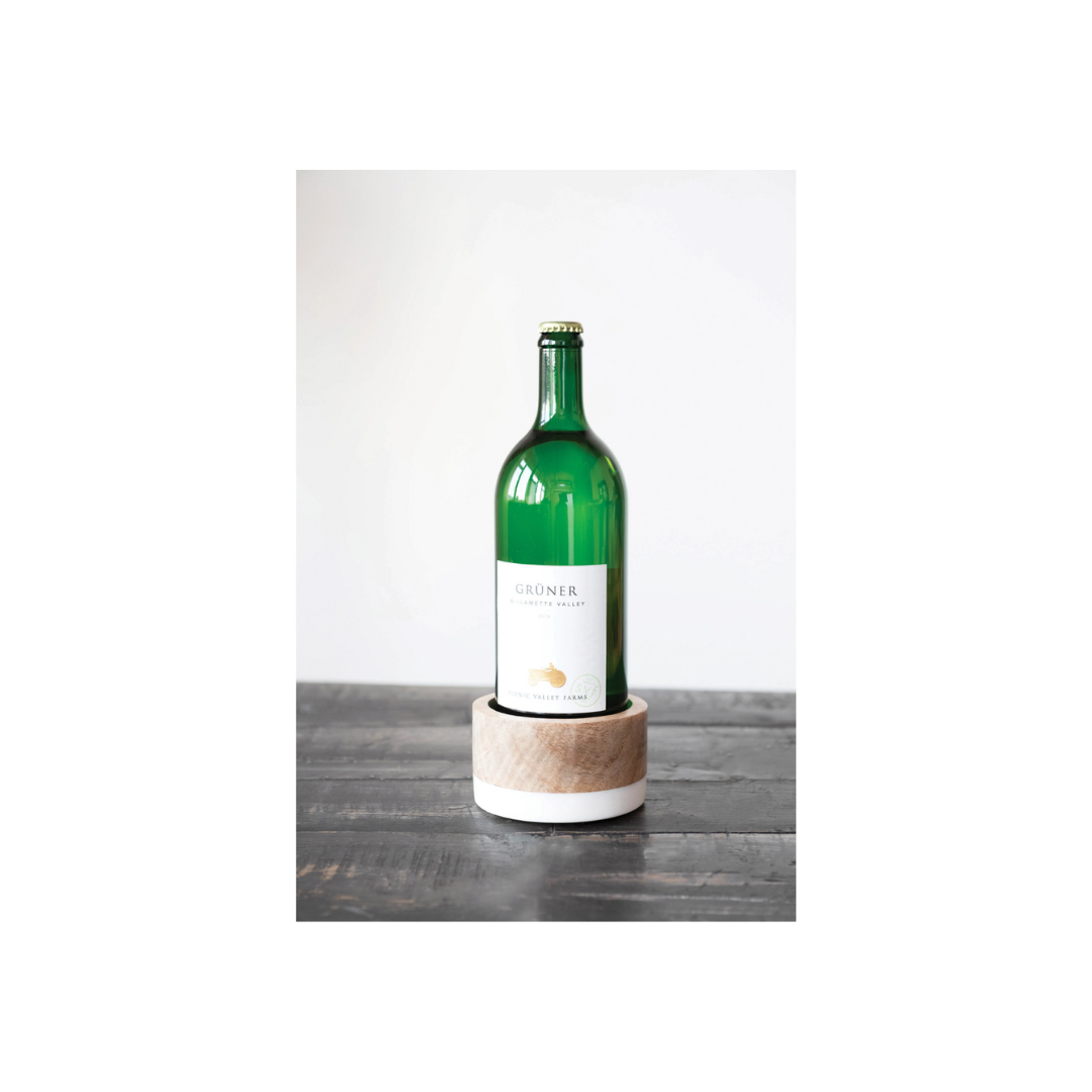 Mango Wood and Marble Bottle Holder