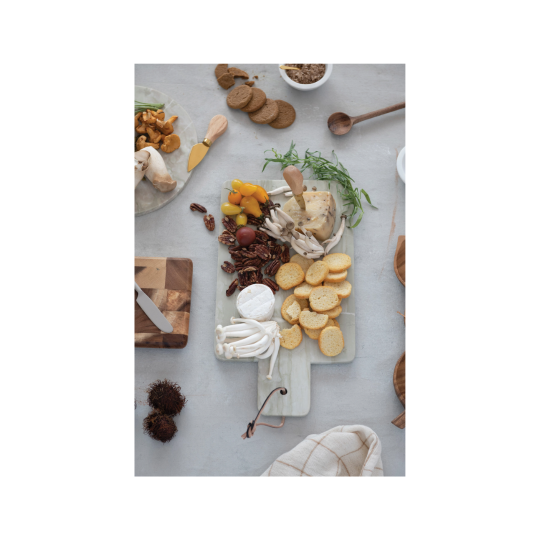 Marble Cheese & Cutting Board With Leather Tie
