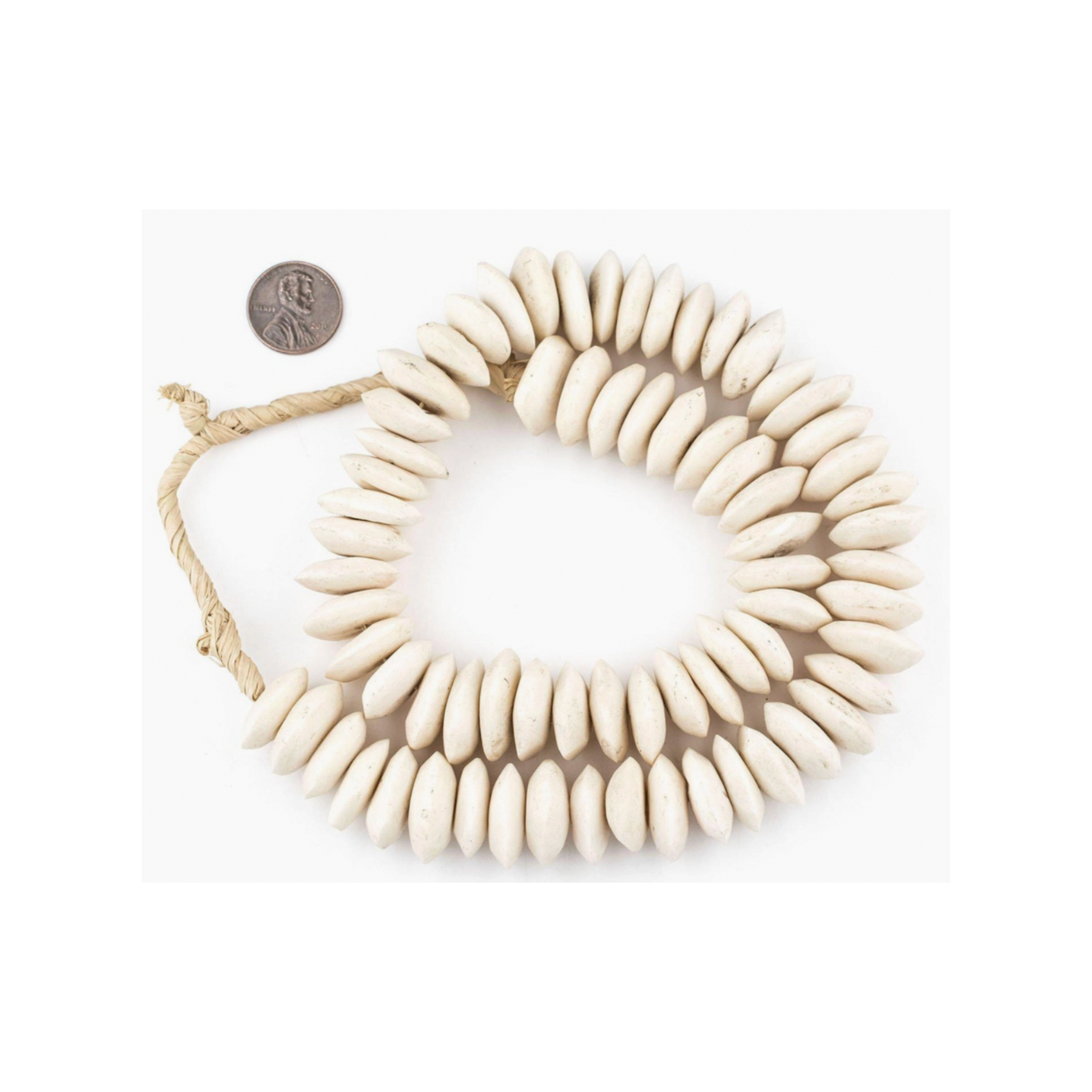 Saucer White Bone Beads