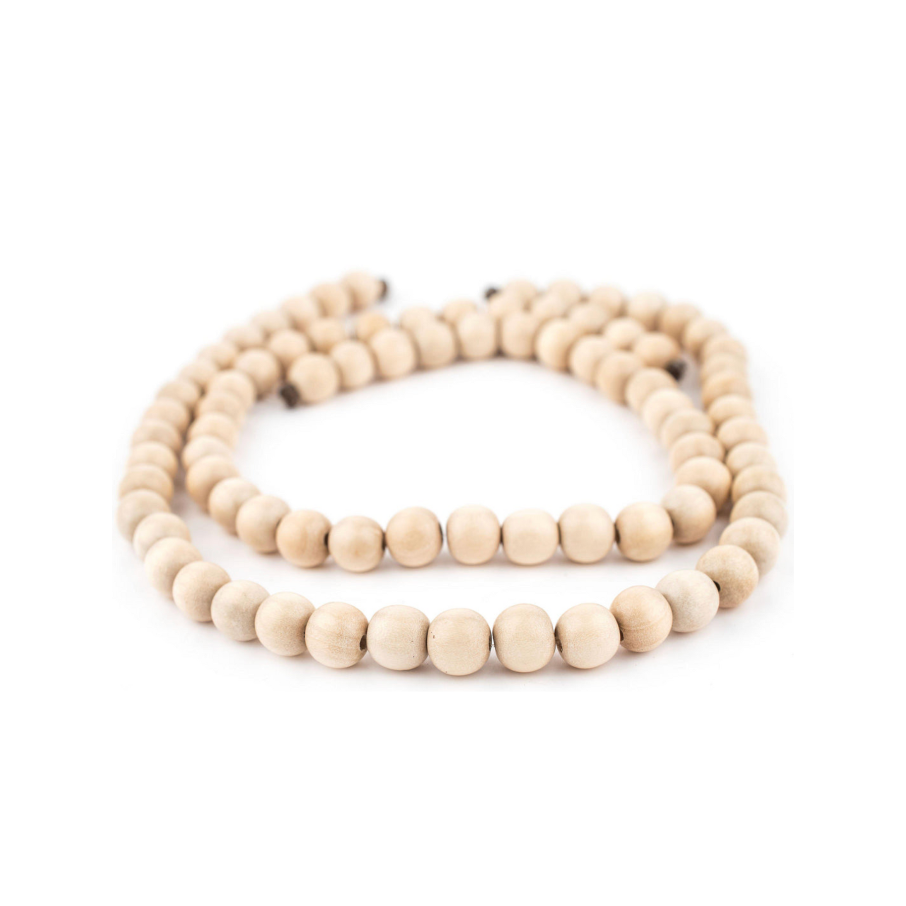 Cream Round Natural Wood Beads