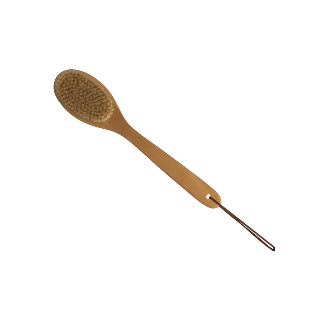 Wood Bath Brush with Leather Tie