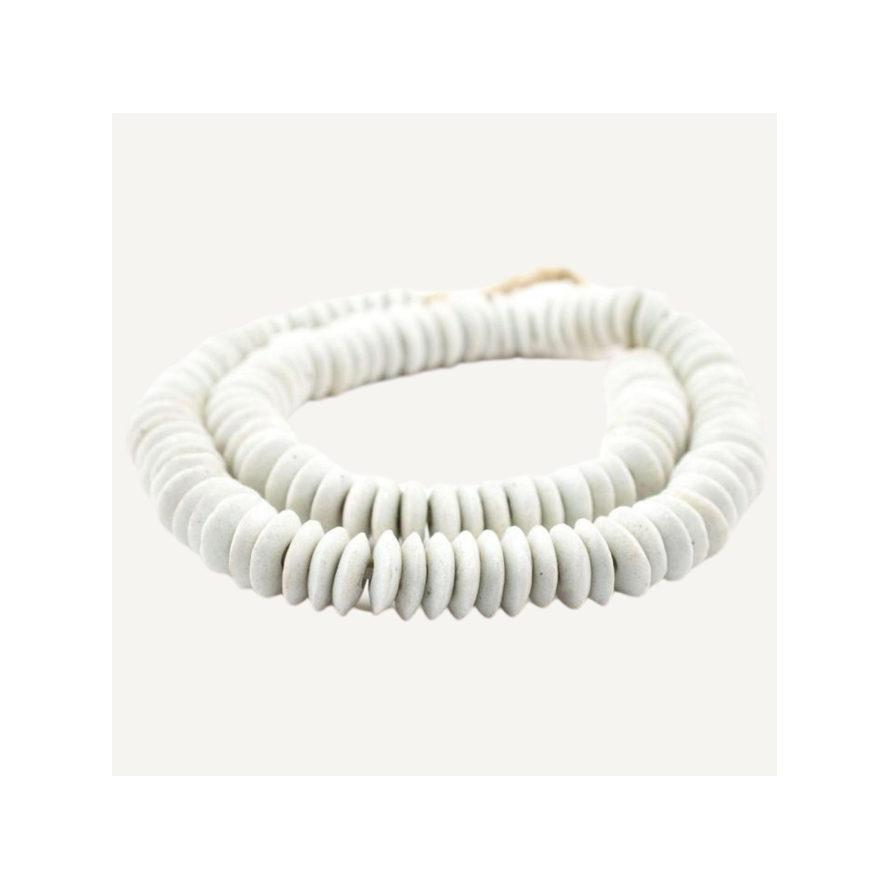 Small White Ashanti Glass Saucer Beads