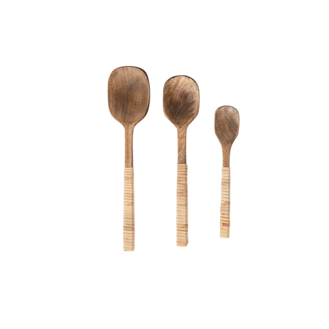 Mango Wood Spoons with Bamboo Wrapped Handles