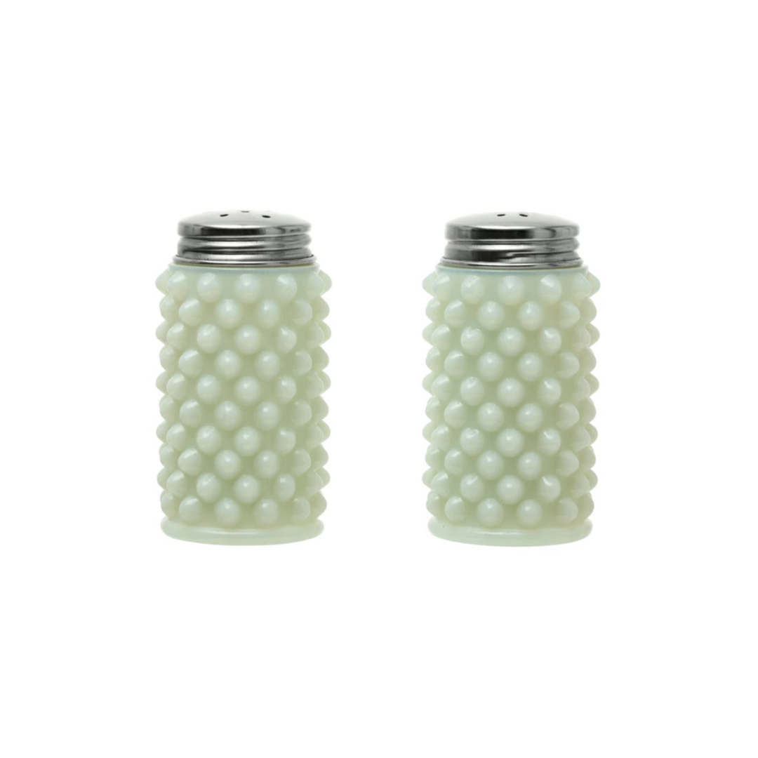 Milk Glass Salt and Pepper Shakers, Set of Two
